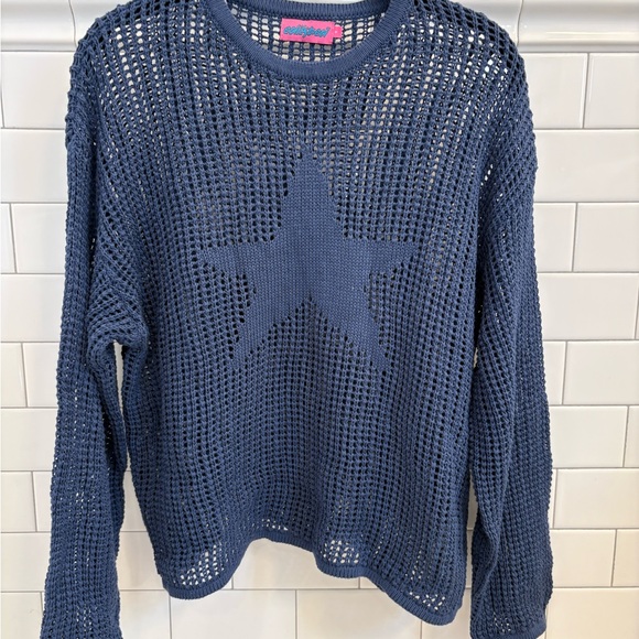 Edikted Seeing Stars Oversized Knit Sweater Blue Size Small - Picture 4 of 9